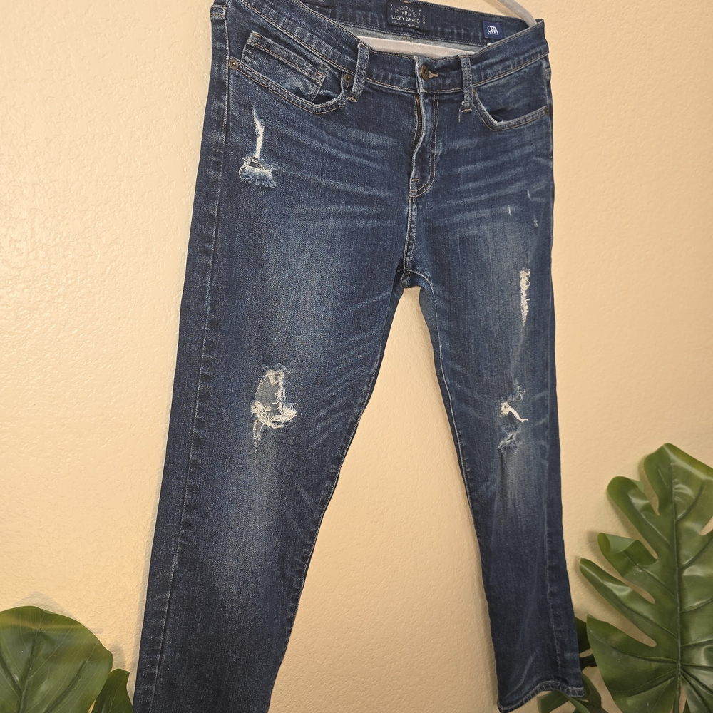 Lucky Brand Dark Blue Distressed Ankle Jeans